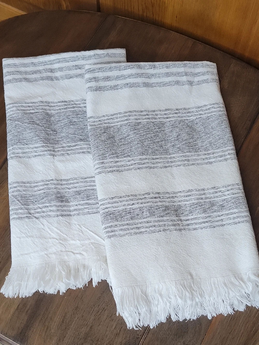 Striped White and Black Cotton Tea Kitchen Towels Set Of 2